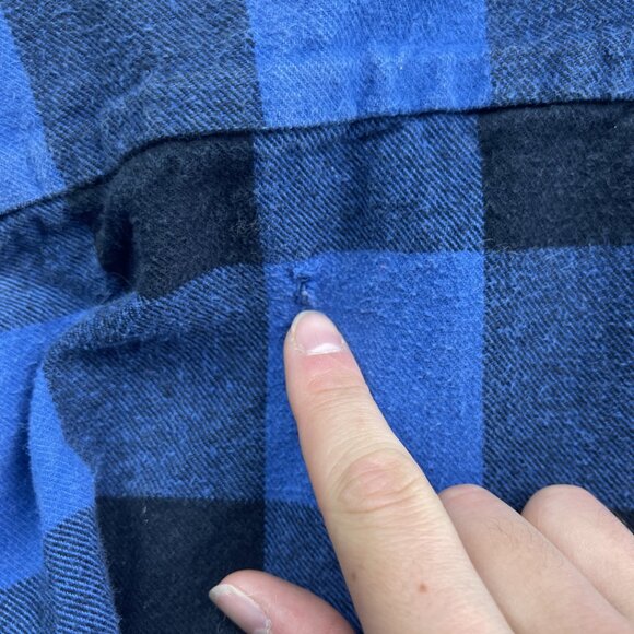 Big Bill Men’s L Plaid Brawny Blue Work Flannel Shirt Heavyweight Made In USA ** - Picture 12 of 16